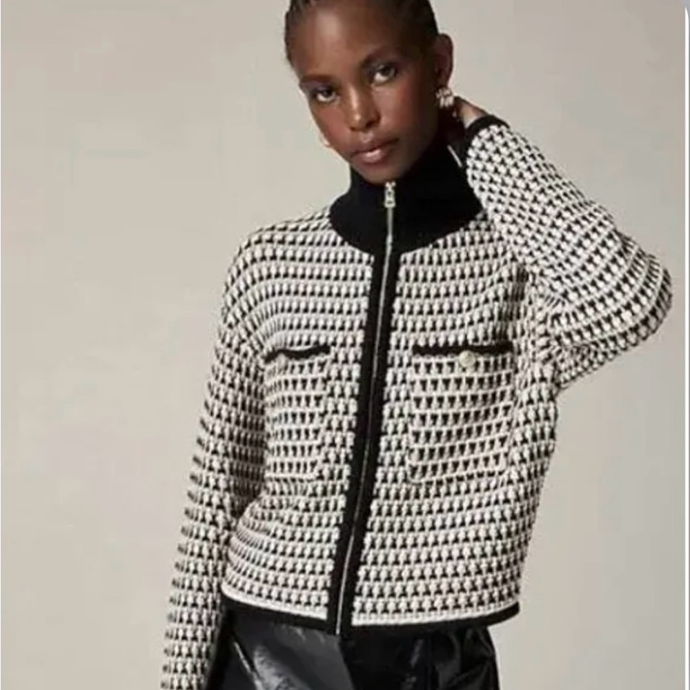 J Crew jacquard zip up sweater jacket